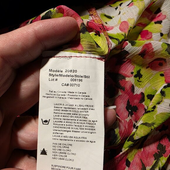 JOSEPH RIBKOFF ( XL-1X) Floral Sheer Ruffle Pullover Mini Dress/Tunic - Picture 7 of 7